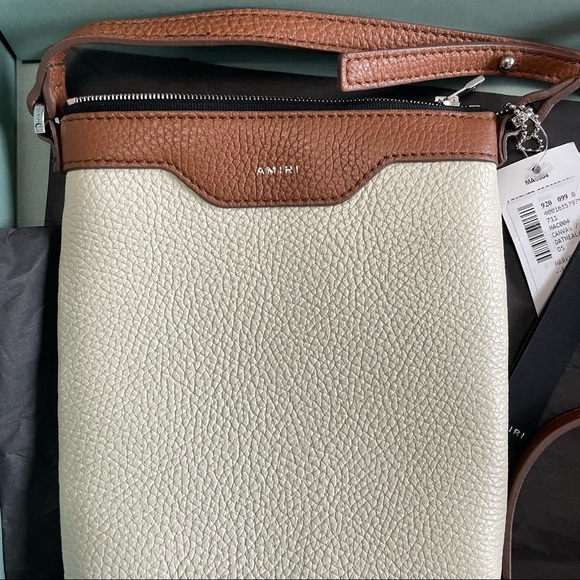 Amiri Leather Leather Crossbody Bag Oatmeal Brown NWT - Picture 4 of 4